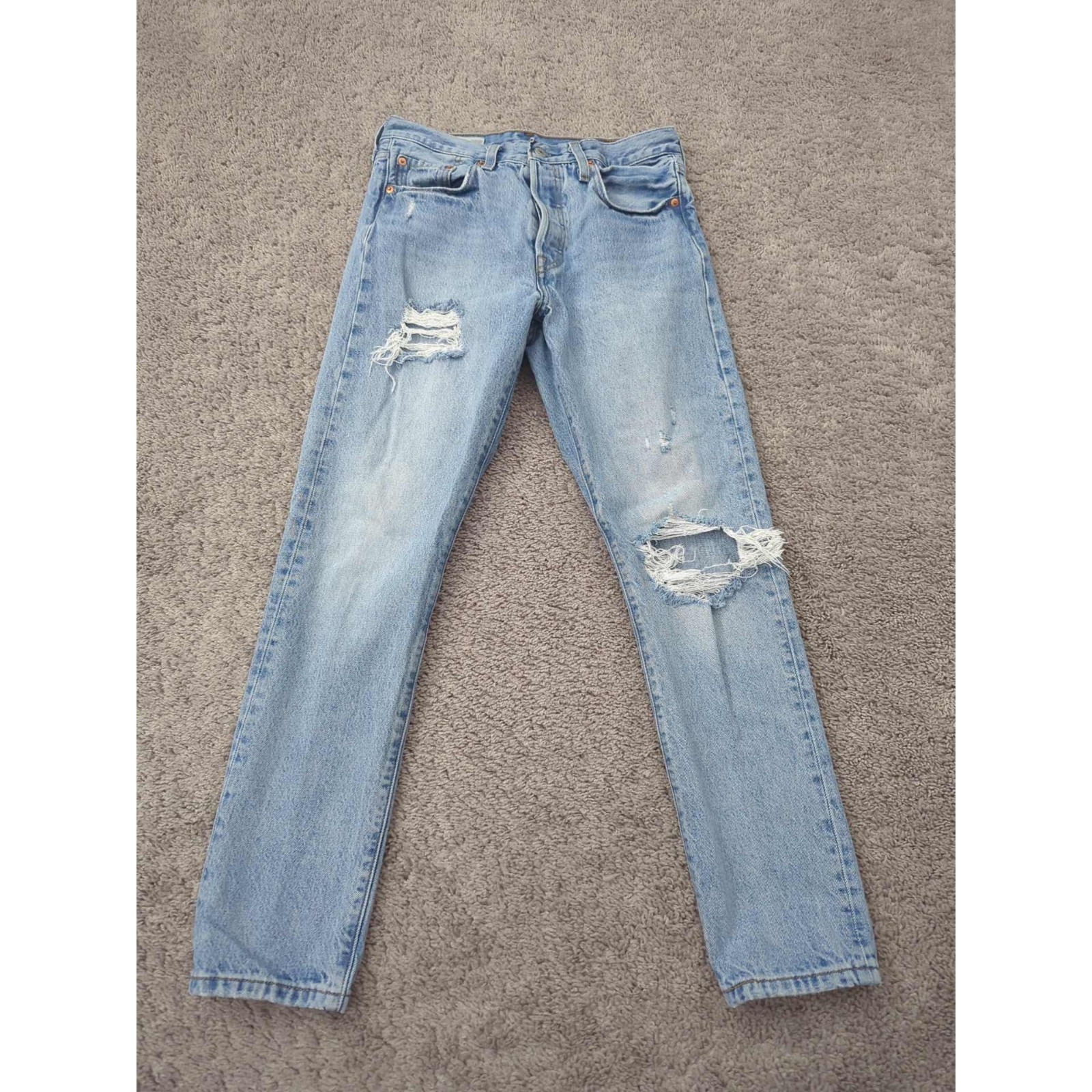 Levi's 501 Jeans Womens 28 Blue Mid Rise Skinny Button Fly Distressed 90s Y2k